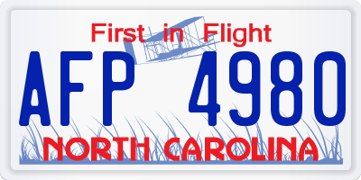 NC license plate AFP4980
