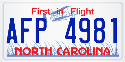 NC license plate AFP4981