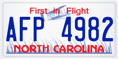 NC license plate AFP4982