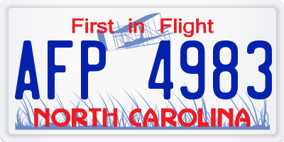 NC license plate AFP4983