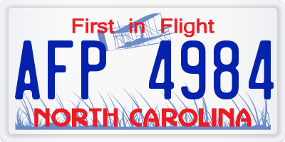 NC license plate AFP4984