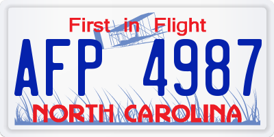 NC license plate AFP4987