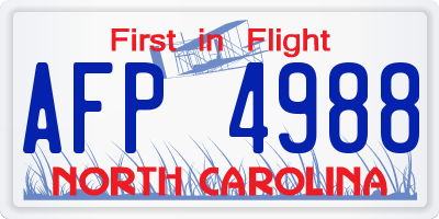 NC license plate AFP4988