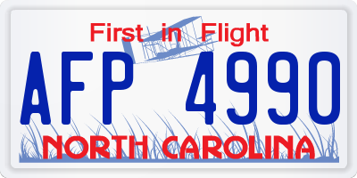 NC license plate AFP4990