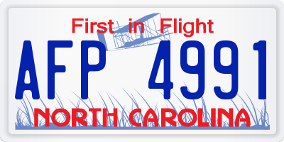 NC license plate AFP4991