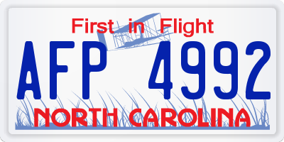 NC license plate AFP4992