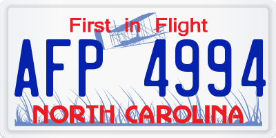 NC license plate AFP4994