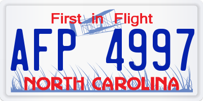 NC license plate AFP4997