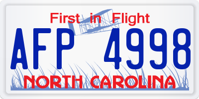 NC license plate AFP4998