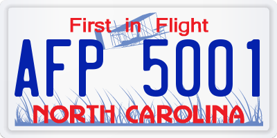 NC license plate AFP5001