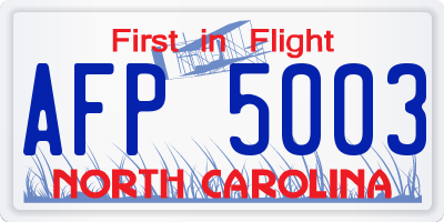 NC license plate AFP5003