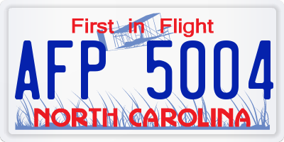 NC license plate AFP5004