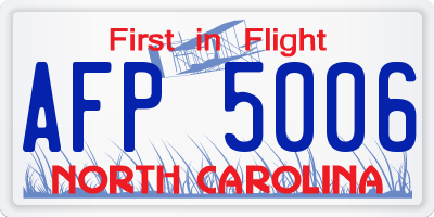 NC license plate AFP5006