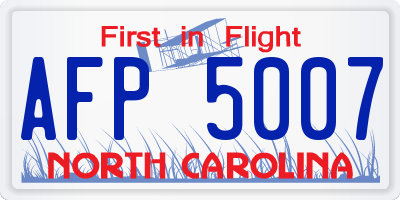 NC license plate AFP5007