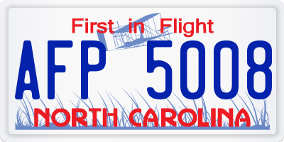 NC license plate AFP5008