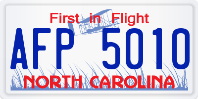 NC license plate AFP5010