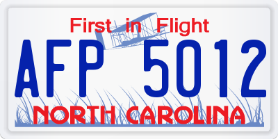 NC license plate AFP5012