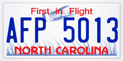 NC license plate AFP5013
