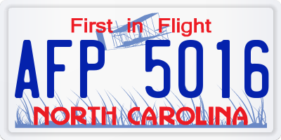 NC license plate AFP5016