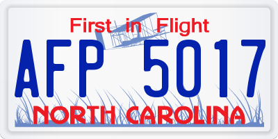 NC license plate AFP5017