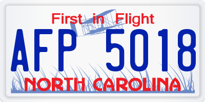 NC license plate AFP5018