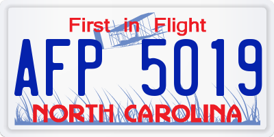 NC license plate AFP5019