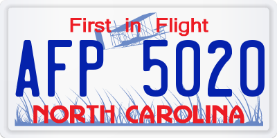 NC license plate AFP5020