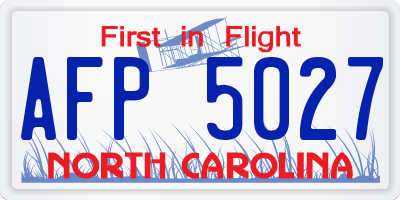 NC license plate AFP5027