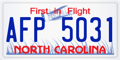 NC license plate AFP5031