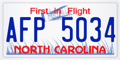 NC license plate AFP5034