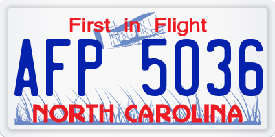 NC license plate AFP5036