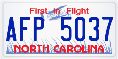 NC license plate AFP5037
