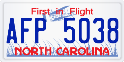 NC license plate AFP5038