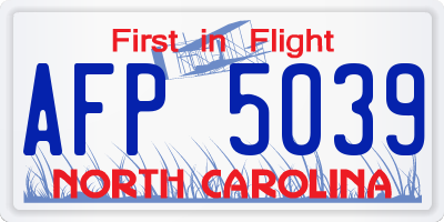 NC license plate AFP5039