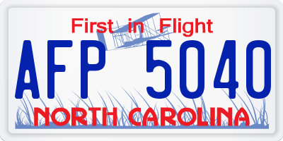 NC license plate AFP5040