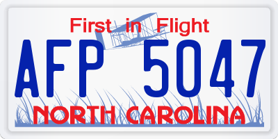 NC license plate AFP5047