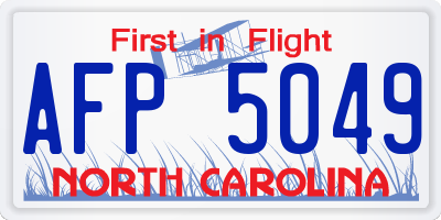 NC license plate AFP5049