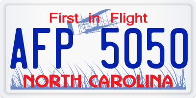 NC license plate AFP5050