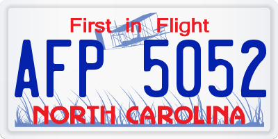 NC license plate AFP5052