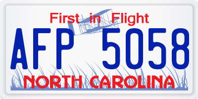 NC license plate AFP5058
