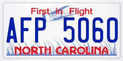 NC license plate AFP5060