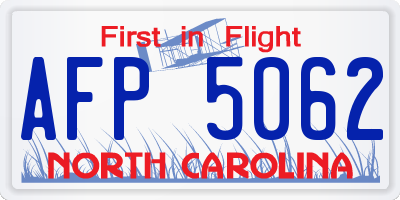 NC license plate AFP5062