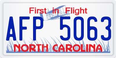 NC license plate AFP5063