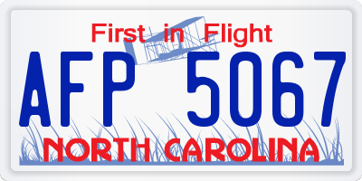 NC license plate AFP5067