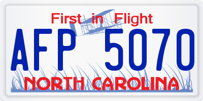 NC license plate AFP5070