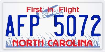 NC license plate AFP5072