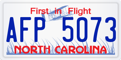 NC license plate AFP5073