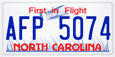 NC license plate AFP5074