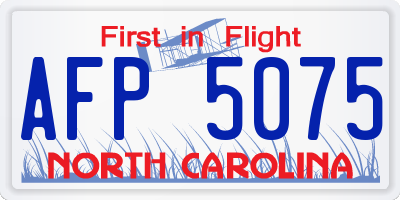 NC license plate AFP5075