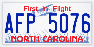 NC license plate AFP5076